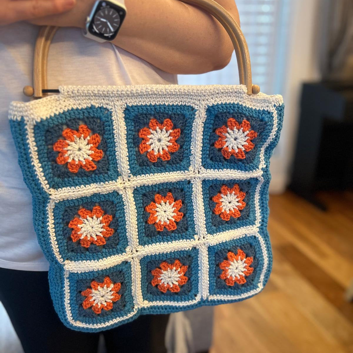 Handmade Crochet Granny Square Bag: Retro Boho Purse
