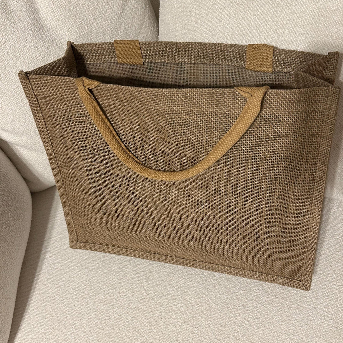 Granny Square Jute/Burlap Tote Bag - Fall Colors