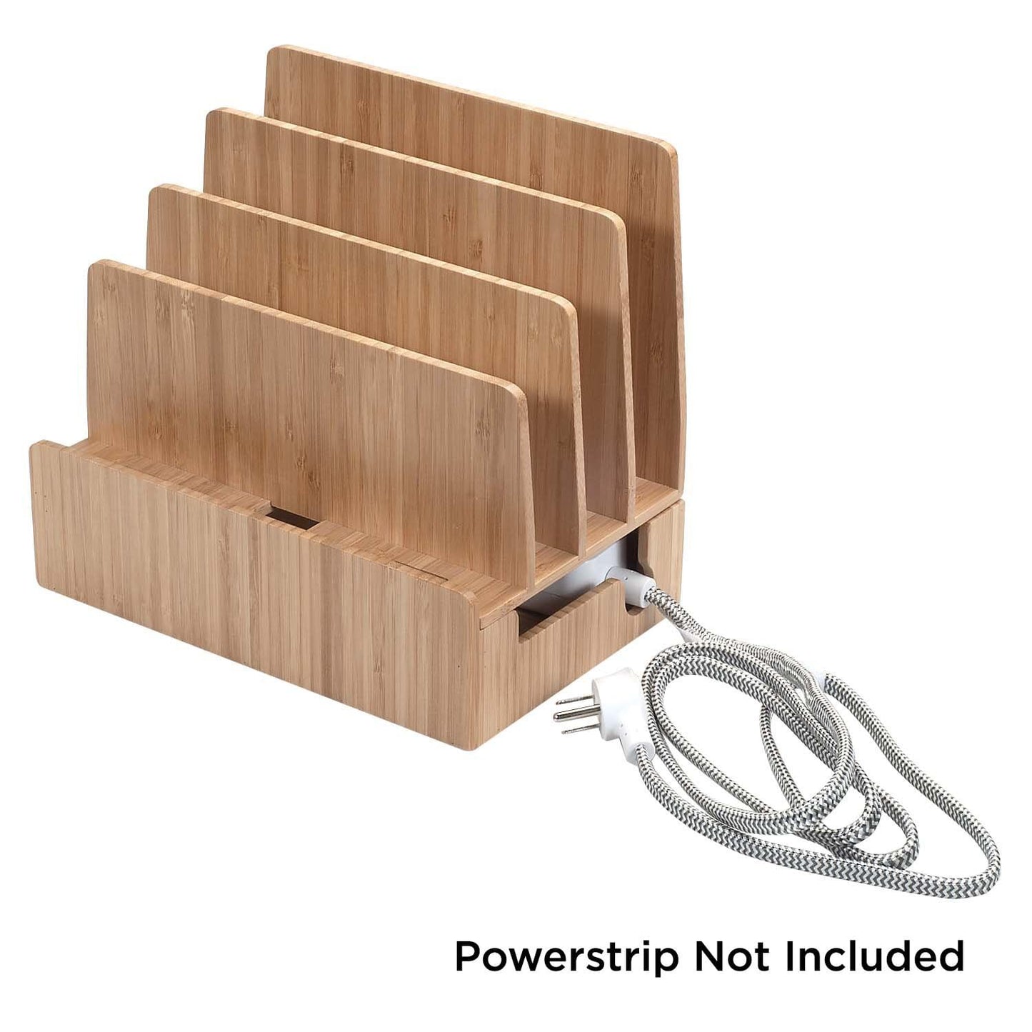 Bamboo Charging Station & Multi Device Organizer Slim Version for Smartphones, Tablets, and Laptops